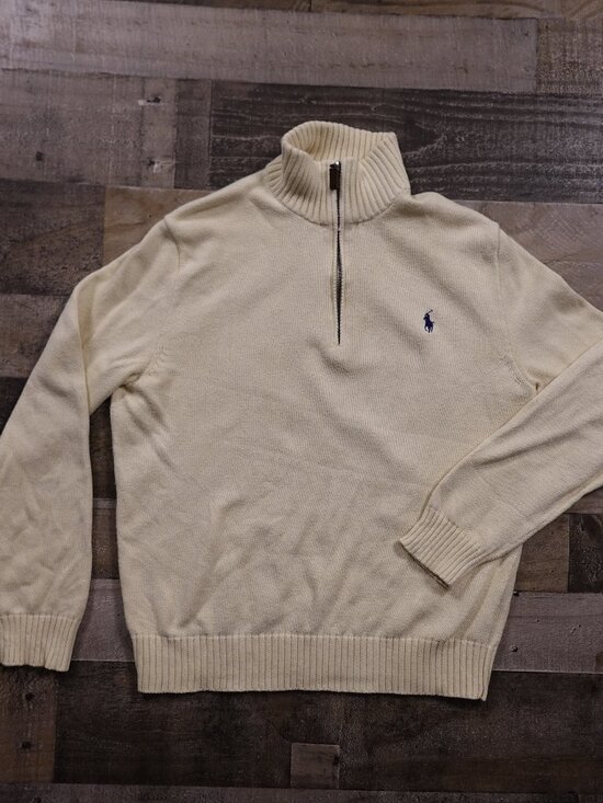 Polo Ralph Lauren Other - Polo Ralph Lauren Quarter Zip Sweater Men’s Medium Cream Cotton Classic